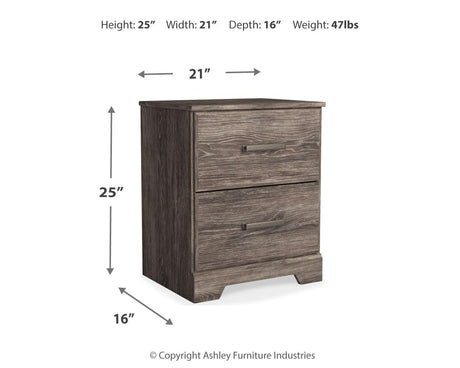 Ralinksi Gray Nightstand dimension diagram showing size details