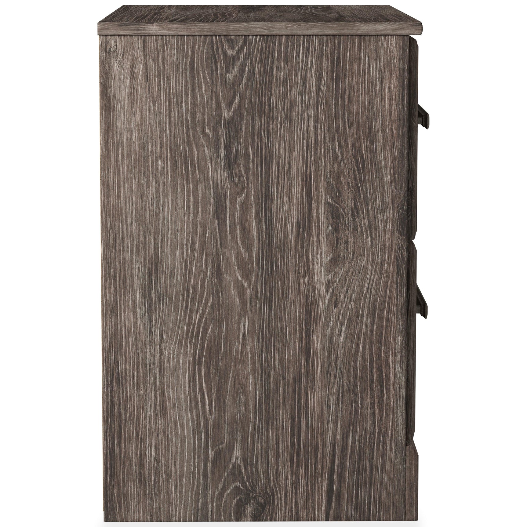 Side profile of Ralinksi Gray Nightstand