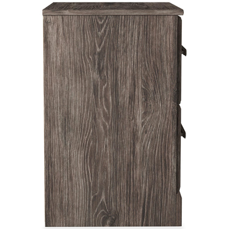 Side profile of Ralinksi Gray Nightstand