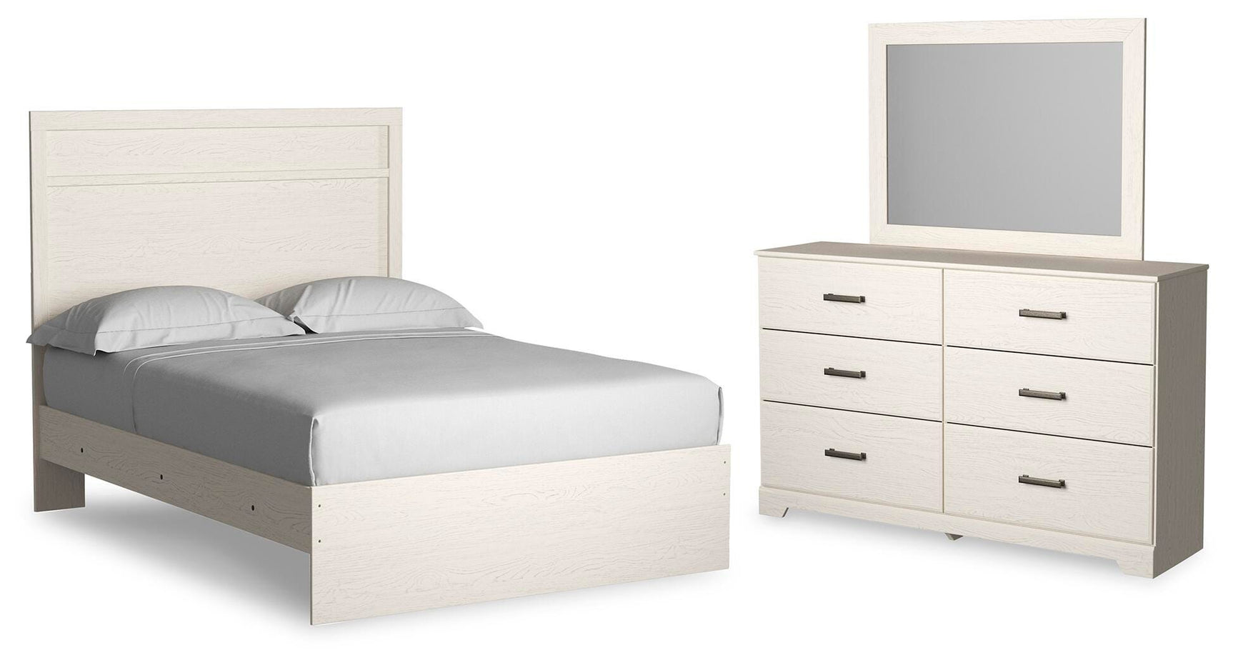 Stelsie White Panel Bedroom Set Full 3: Bed, Dresser, Mirror from Decor Furniture