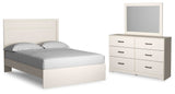 Stelsie White Panel Bedroom Set Queen 3: Bed, Dresser, Mirror from Decor Furniture