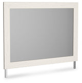 Stelsie White Bedroom Mirror angled side view highlighting subtle wood grain texture