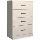 Closed angled side view of Stelsie White Chest of Drawers