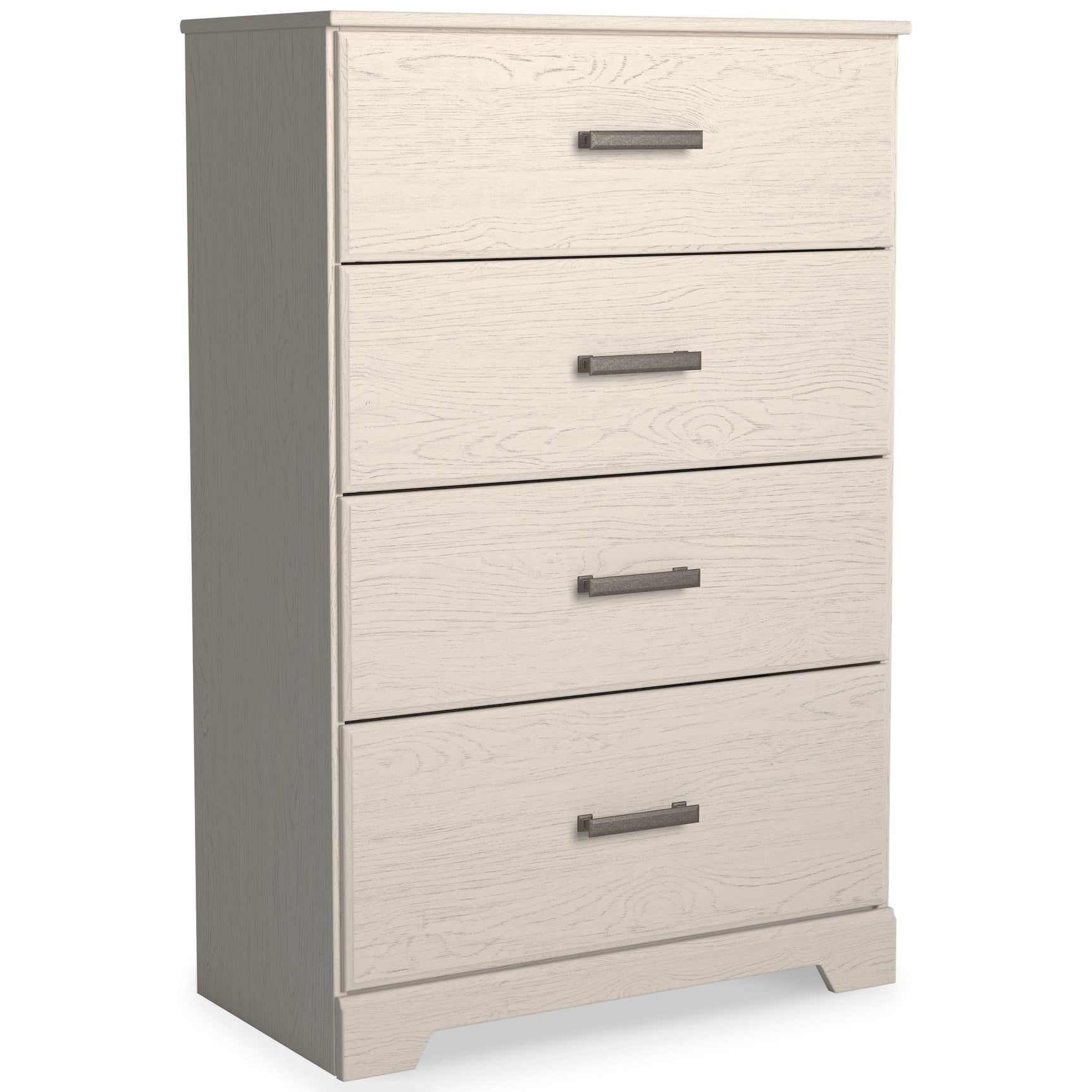 Closed angled side view of Stelsie White Chest of Drawers