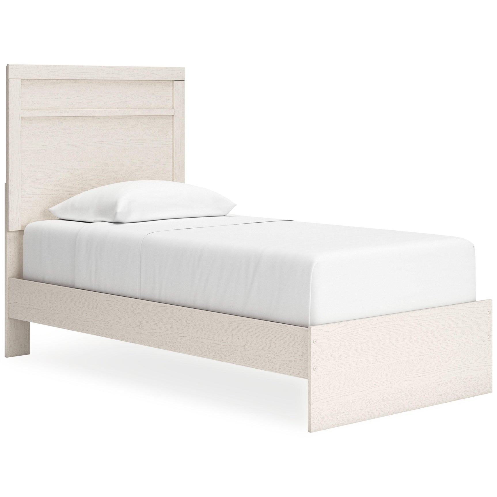 Side view of Stelsie White Twin Panel Bed