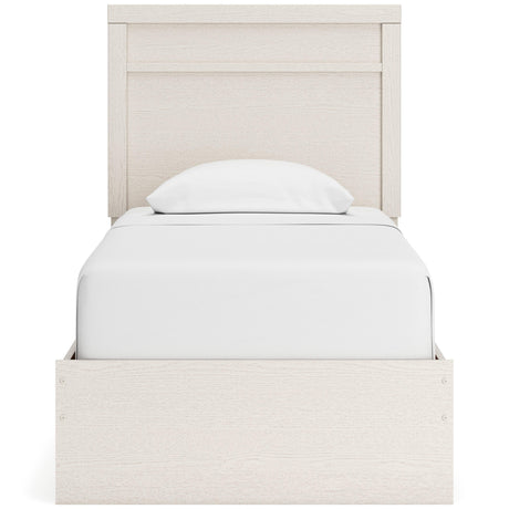Rear view of Stelsie White Twin Panel Bed