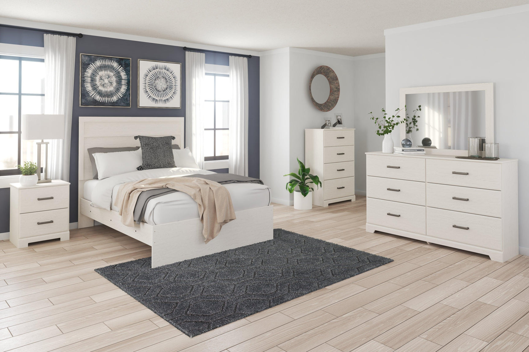 Stelsie White Full Panel Bed - Ella Furniture