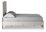 Front view of Stelsie White Queen Panel Bed head-on in white finish