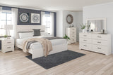 Stelsie White King Panel Bed - full bed profile in white finish