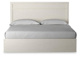 Stelsie White King Panel Bed - head-on view showcasing plank-style molding headboard