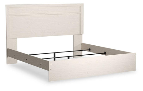 Stelsie White King Panel Bed - angled view showing clean-lined design