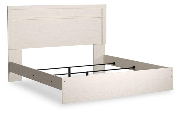 Stelsie White King Panel Bed - angled view showing clean-lined design