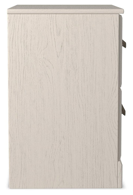 Side view of Stelsie White Nightstand