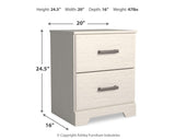 Stelsie White Panel Bedroom Set dimension view