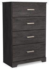 Side view of Belachime Black Chest of Drawers