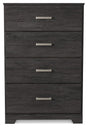 Belachime Black Chest of Drawers front angle showing four drawers
