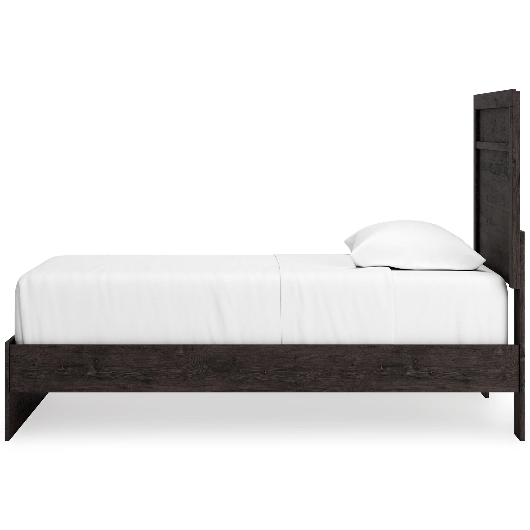 Belachime Black Twin Panel Bed side angled view