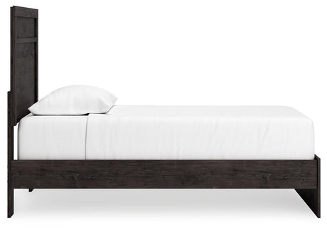 Belachime Black Twin Panel Bed side view