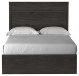 Belachime Black Full Panel Bed headboard close-up