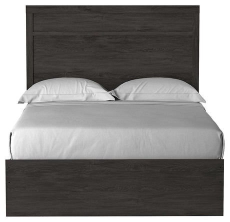 Belachime Black Full Panel Bed headboard close-up
