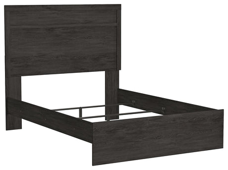 Belachime Black Full Panel Bed angled front view