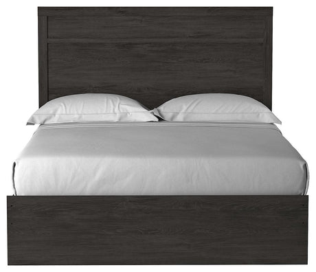 Belachime Black Queen Panel Bed front view