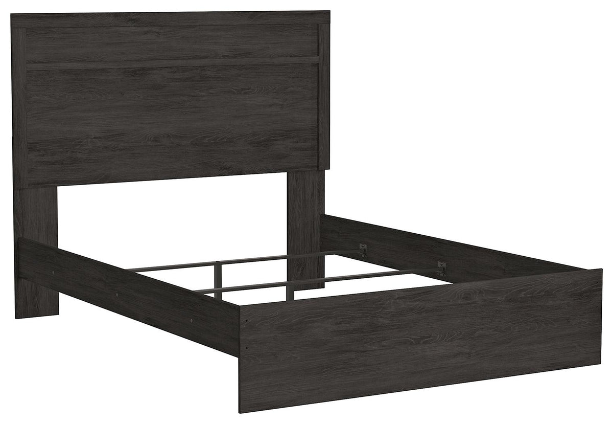 Belachime Black Queen Panel Bed angled side view