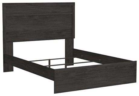 Belachime Black Queen Panel Bed angled side view
