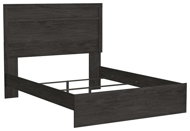 Belachime Black Queen Panel Bed angled side view