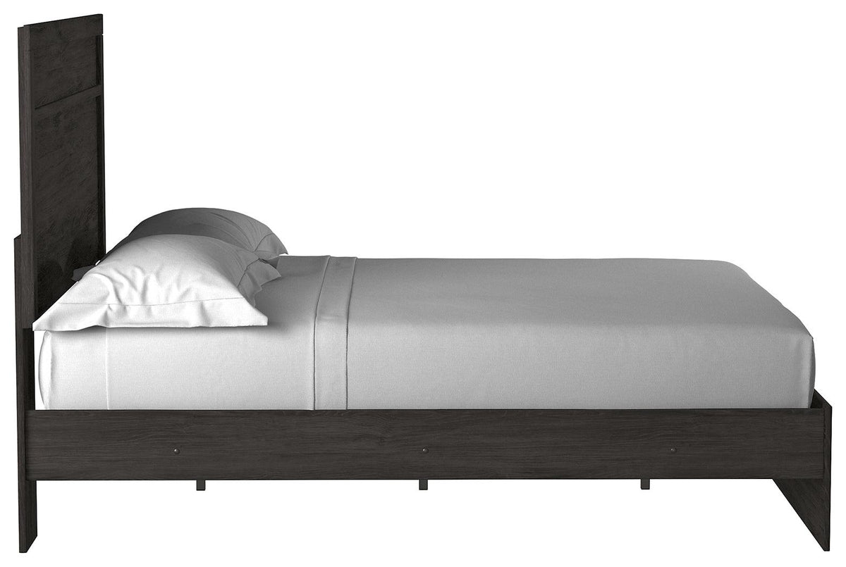 Belachime Black Queen Panel Bed side profile