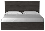Belachime Black King Panel Bed headboard detail