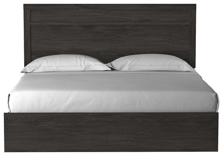 Belachime Black King Panel Bed headboard detail