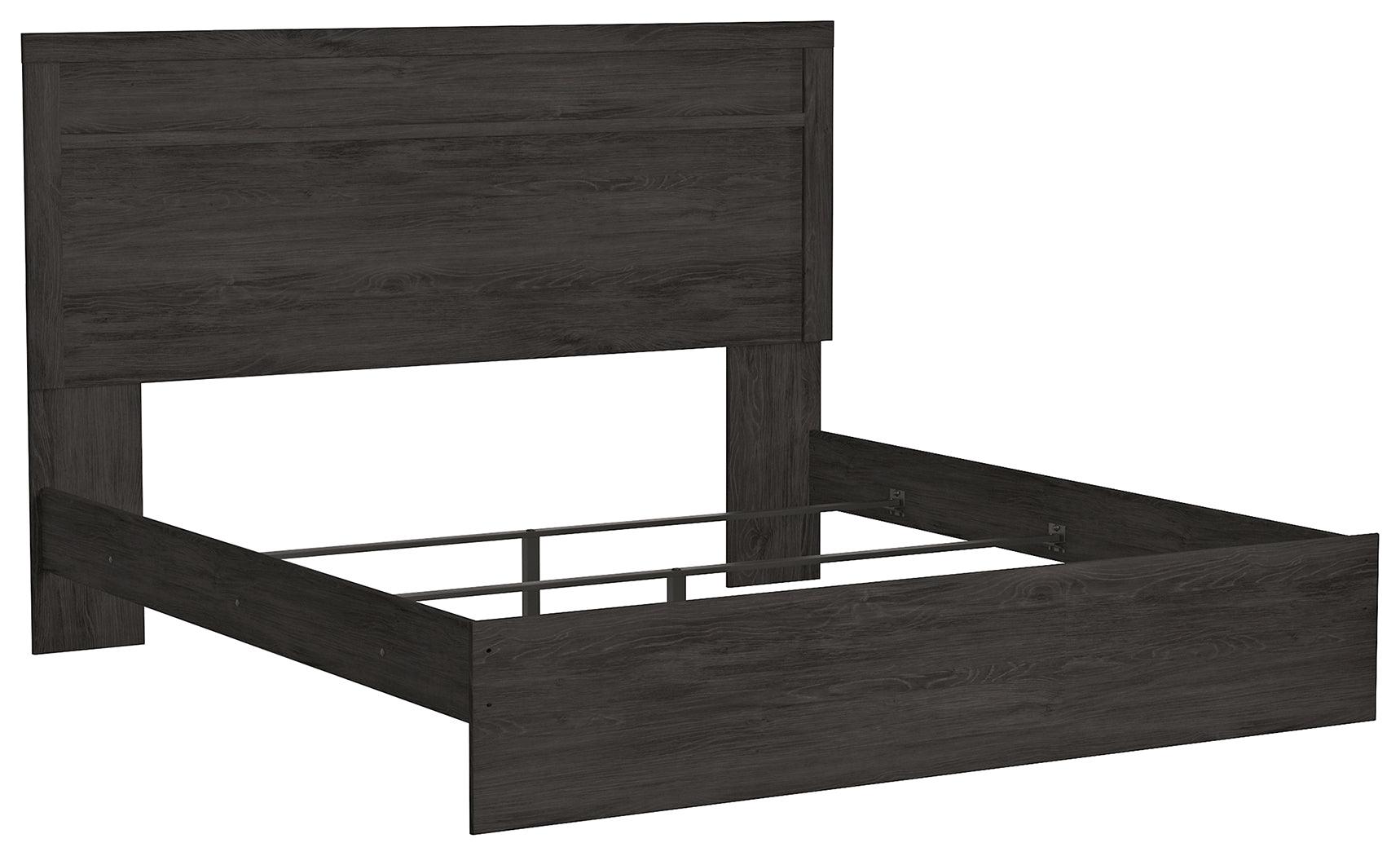 Belachime Black King Panel Bed angled view