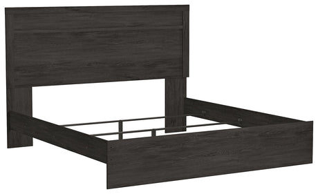 Belachime Black King Panel Bed angled view