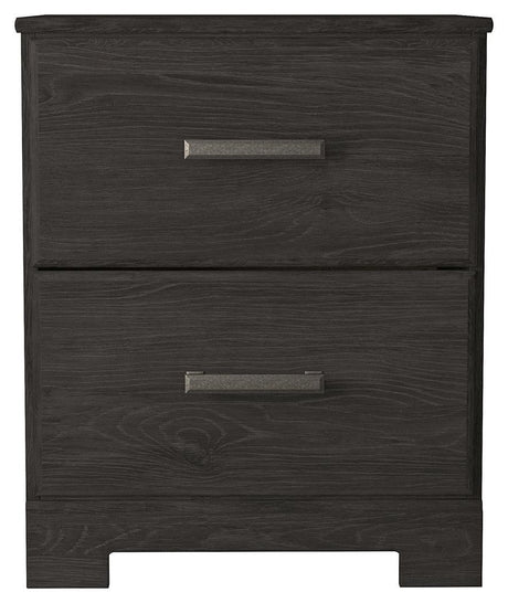 Belachime Black Nightstand front view with drawers closed