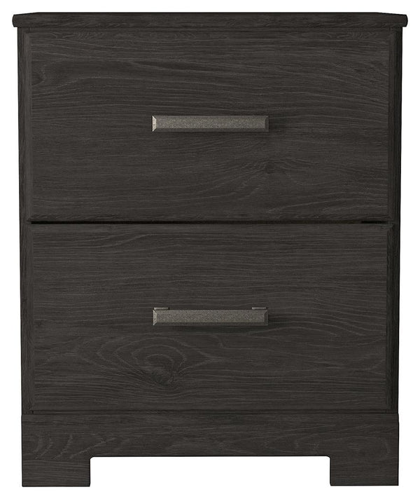 Belachime Black Nightstand front view with drawers closed