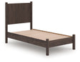 Pamytta brown twin panel platform bed angled front view