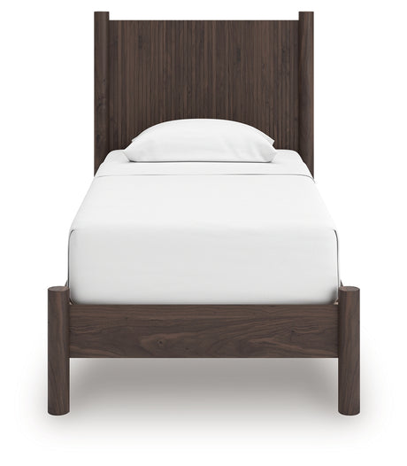 Pamytta twin bed side view showing platform footboard