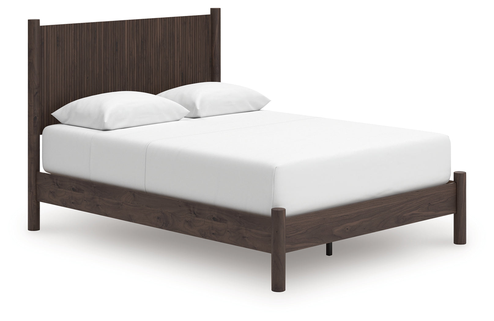 Pamytta brown queen panel platform bed head-on view