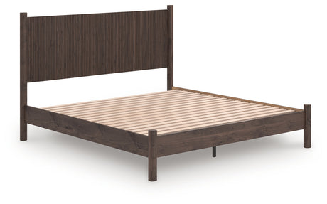 Pamytta Brown King Panel Platform Bed front angle
