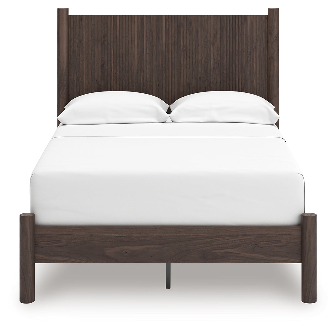 Side view of Pamytta Brown Full Bed platform design