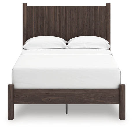Side view of Pamytta Brown Full Bed platform design
