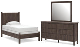 Pamytta Brown Panel Bedroom Set Twin 3: Bed, Dresser, Mirror from Decor Furniture