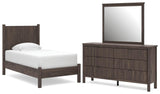 Pamytta Brown Platform Bedroom Set Twin 3: Bed, Dresser, Mirror from Decor Furniture