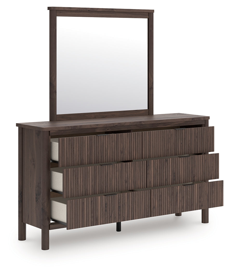 Pamytta dresser with drawer open showing faux linen interior