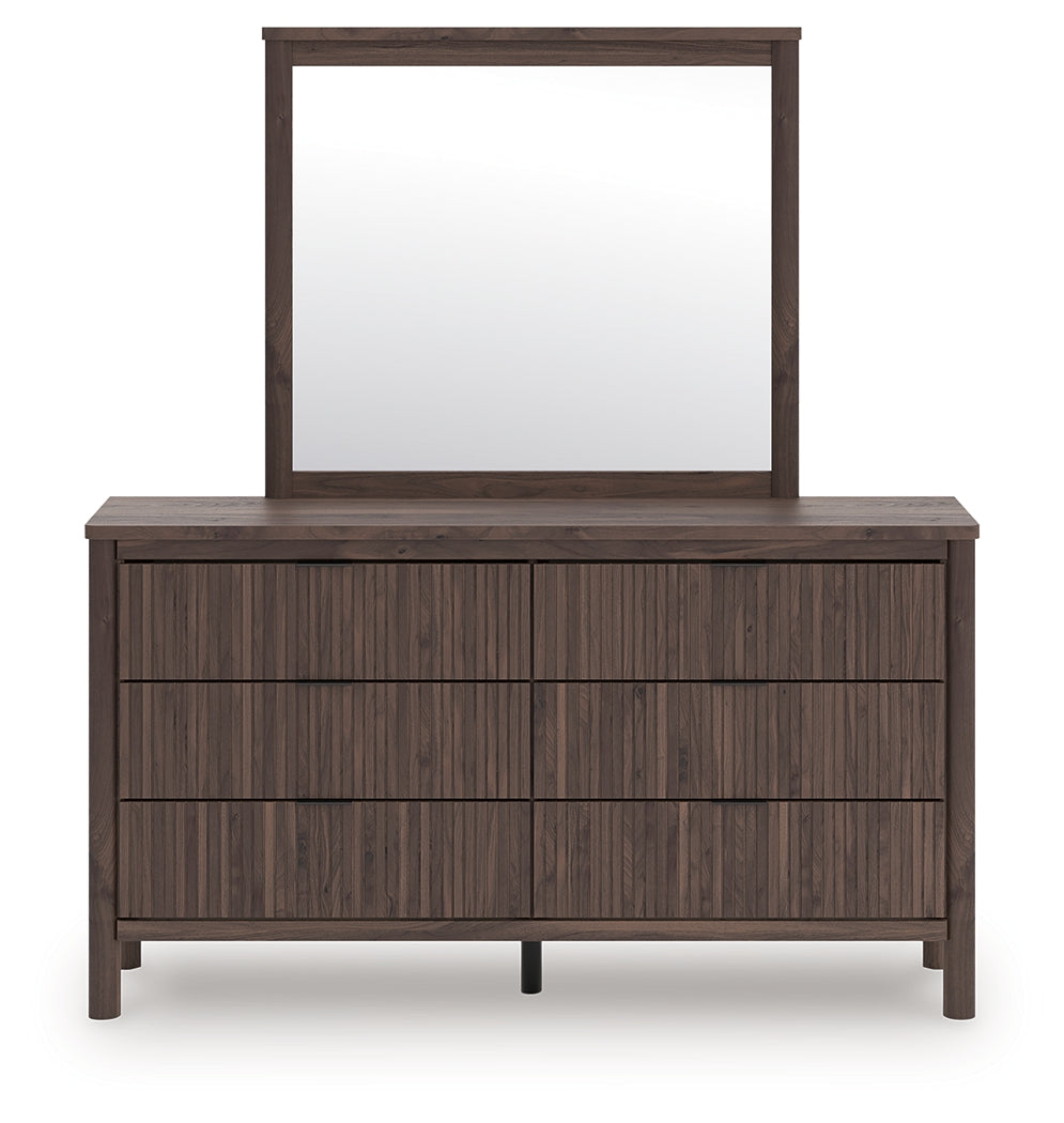 Pamytta brown dresser and mirror set front view