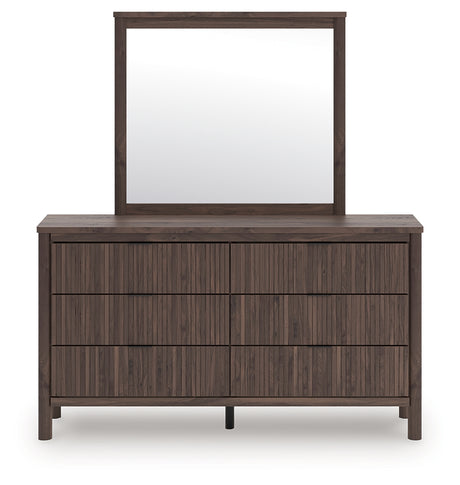 Pamytta brown dresser and mirror set front view