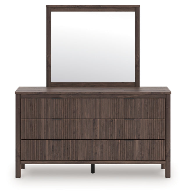 Pamytta brown dresser and mirror set front view