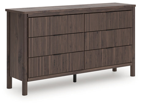 Pamytta Brown Dresser angled view showing drawers closed