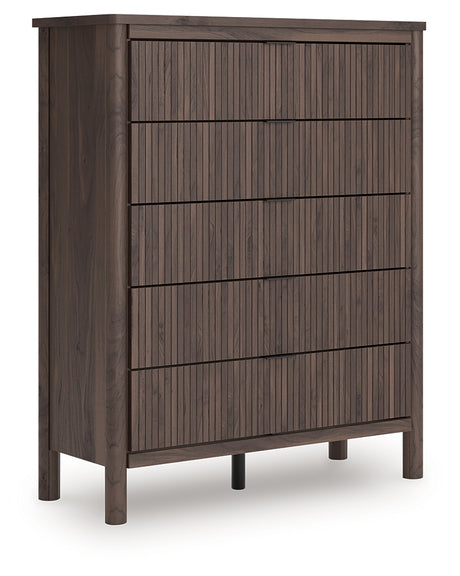 Pamytta wide chest of drawers angle view with five drawers